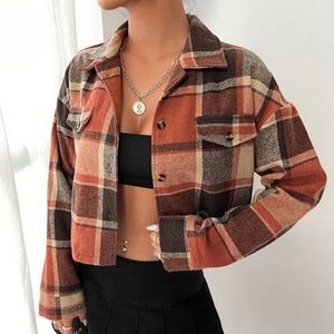 Cropped plaid jacket